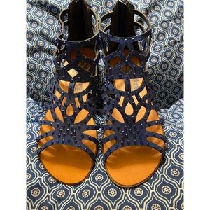 Rock & Candy Sz 8.5 Blue Jeweled Gladiator Sandals